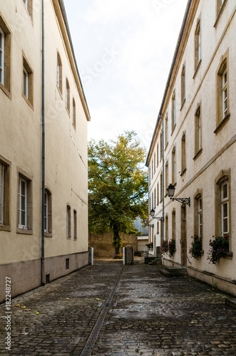 Cobblestone Alley by Trinity Church in Luxembourg City  Luxembourg