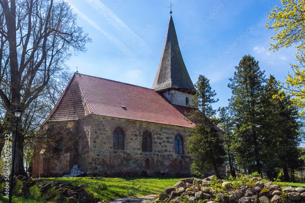 Church in Lacko, small village near Baltic Sea coast in Poland