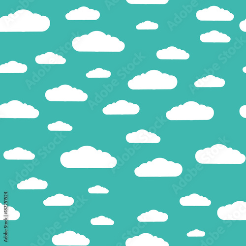 Seamless pattern. Clouds. White clouds pattern, blue background. Can be used for wallpapers, fills, gift wrapping, camphlet packing, drawing, web page background, surface texture