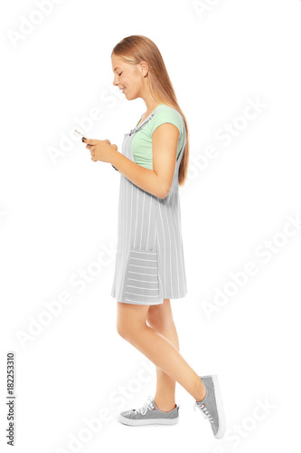 Cute teenager girl with mob...