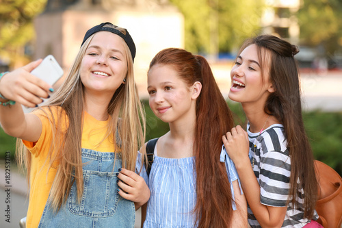 Cute teenager girls taking ...