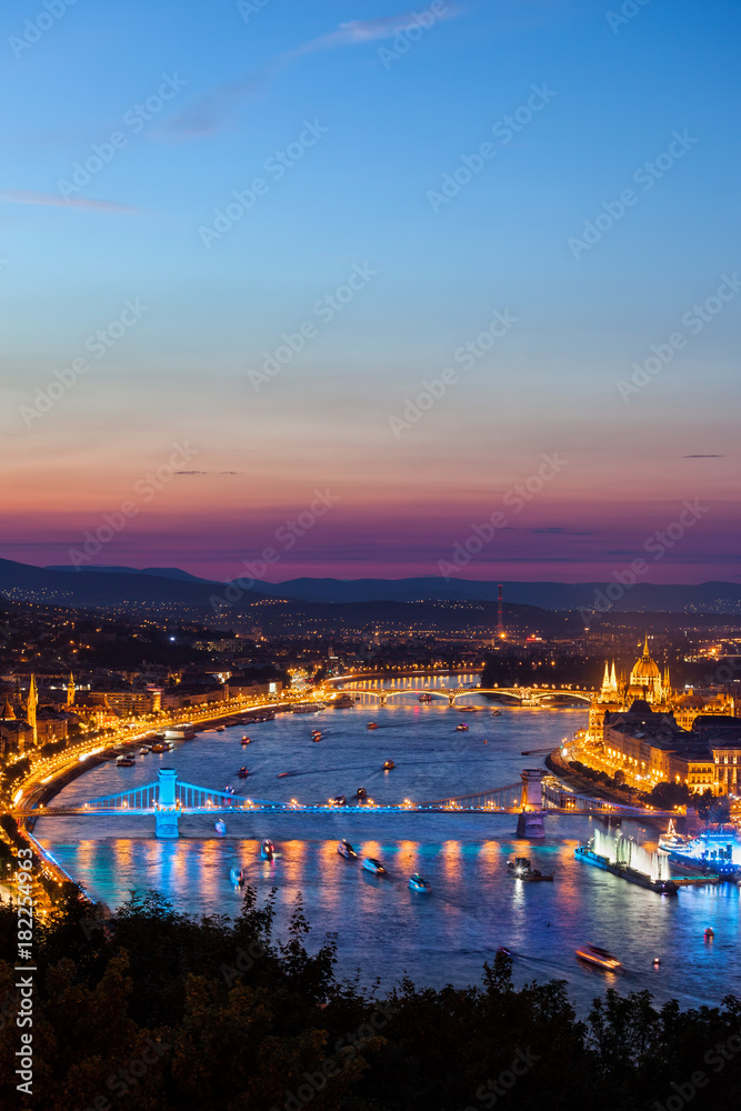 Budapest City at Blue Hour in Hungary
