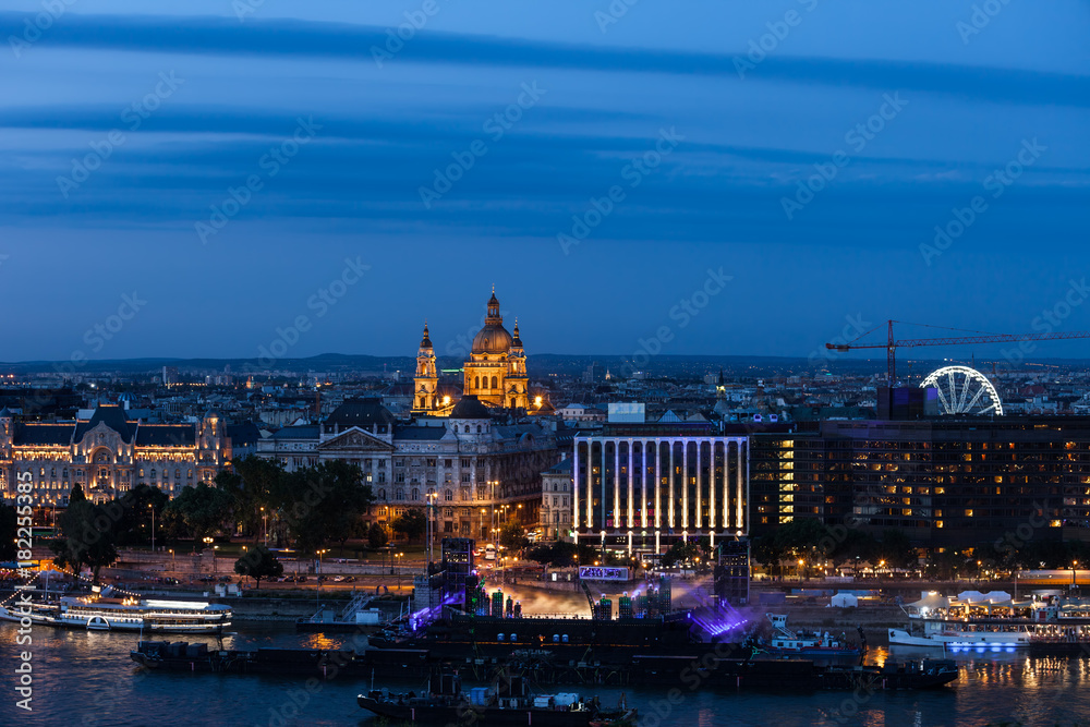 Budapest City Downtown Skyline at Night