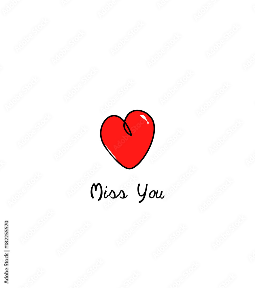 Red Heart. Miss You Card