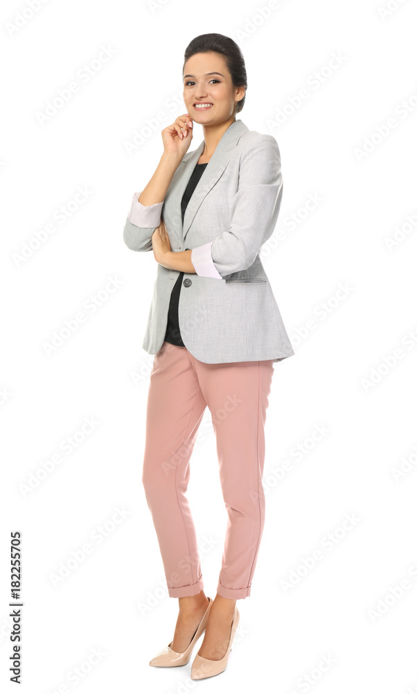 Beautiful young manager on white background Beautiful young manager on white background