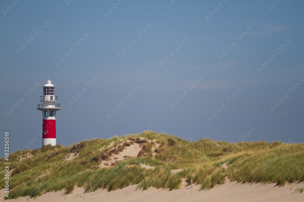 Lighthouse on a beach in Nieuwpoort, Belgium