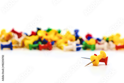 Multicolour of push pins on...