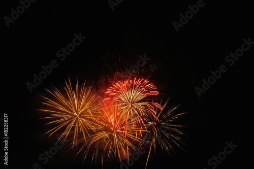 Fireworks light on the sky in beautiful night with dazzling display of celebration day