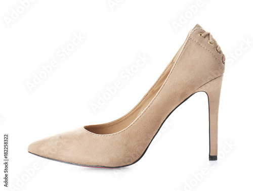 Classic female high-heel shoe on white background