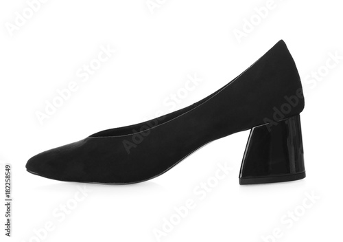 Black female shoe on white background