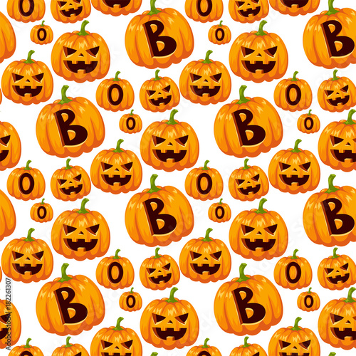Seamless pattern with halloween pumpkins thanksgiving autumn vector illustration vegetable background.
