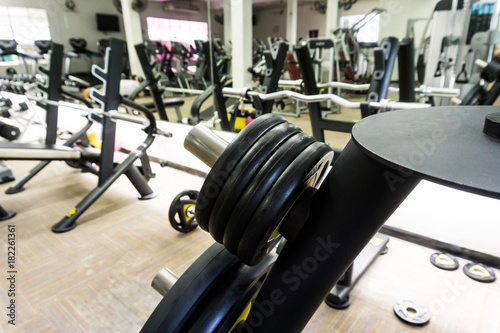 Fitness training room with exercise machine