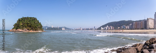 Panoramic view of Sao Vicente city Skyline and Urubuquecaba Island - Santos, Sao Paulo, Brazil photo