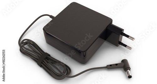 3D rendering - adapter power charger of computer isolated on a white background. photo