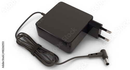 3D rendering - adapter power charger of computer isolated on a white background.