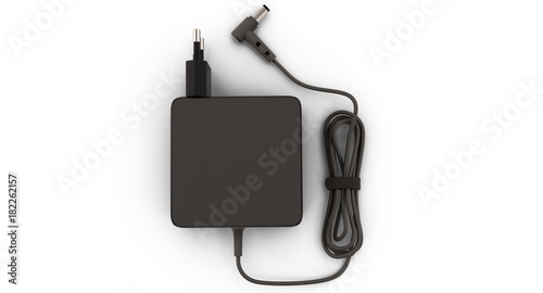 3D rendering - adapter power charger of computer isolated on a white background.