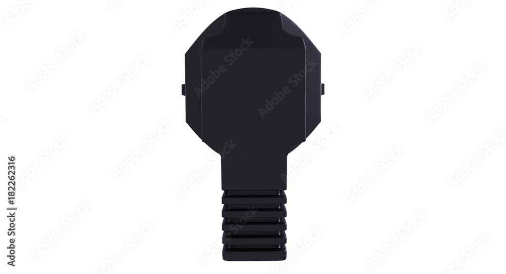 3D rendering - black plug from the electric power cable isolated on white background. 3D rendering - black plug from the electric power cable isolated on white background.
