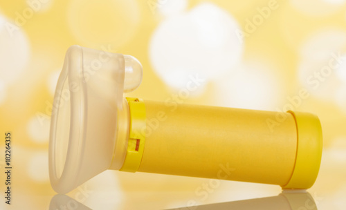 Children's mask for inhalation, on yellow