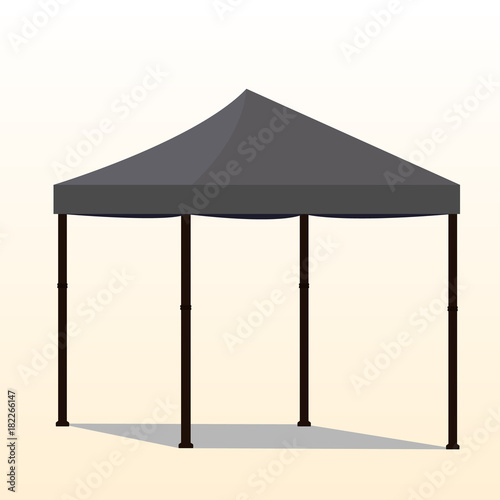 Grey folding tent raster illustration. Pop up gazebo. Canopy tent