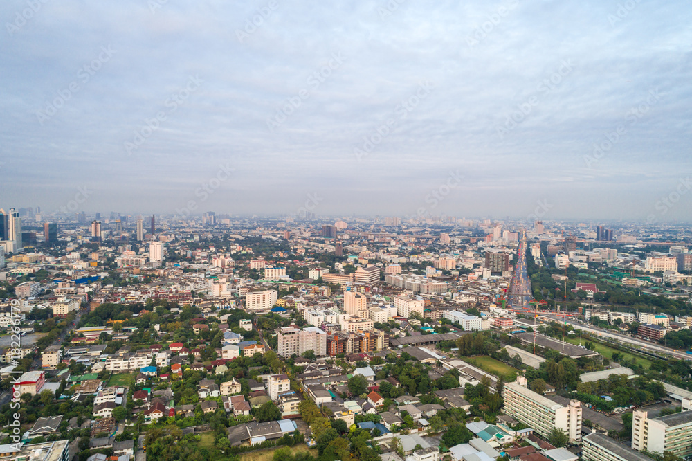 Cityscape of Bangkok skyscraper sunrise in the morning