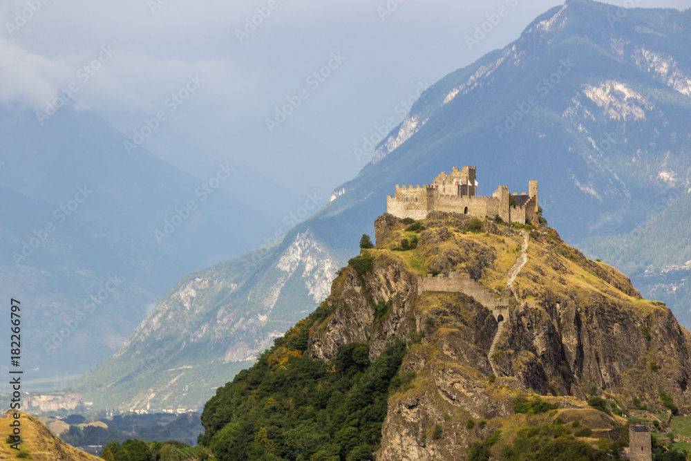 castles of Sion in Switzerland in Alps