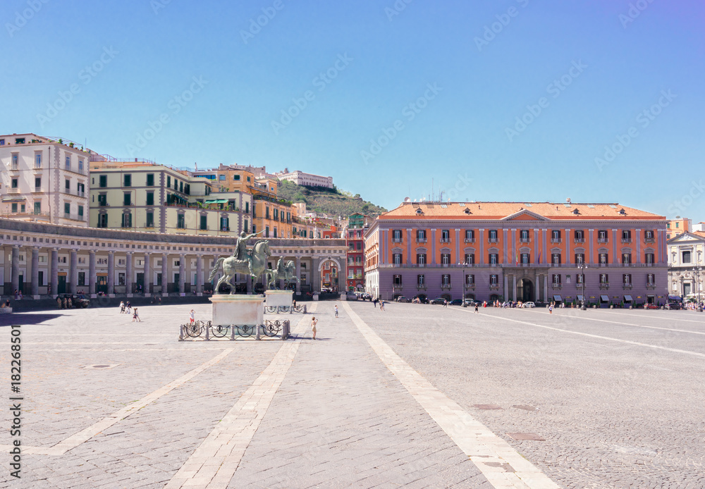 view of famous Piazza del Plebiscito, Naples Italy