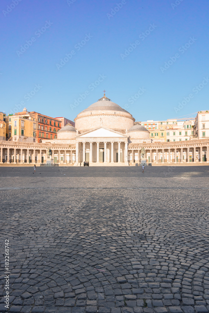 View of Piazza del Plebiscito, Naples Italy