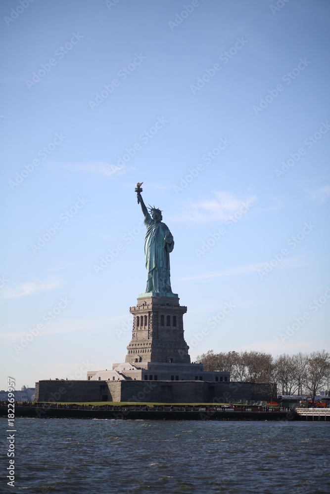 The Statue of Liberty on Ellis Island in New York City Photographed from the Hudson River