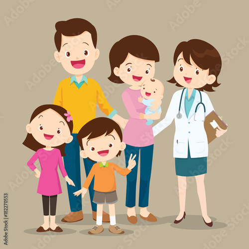 Cute Family with Baby and Woman Doctor