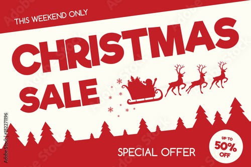 Christmas Sale - banner in retro style with decorations. Vector.
