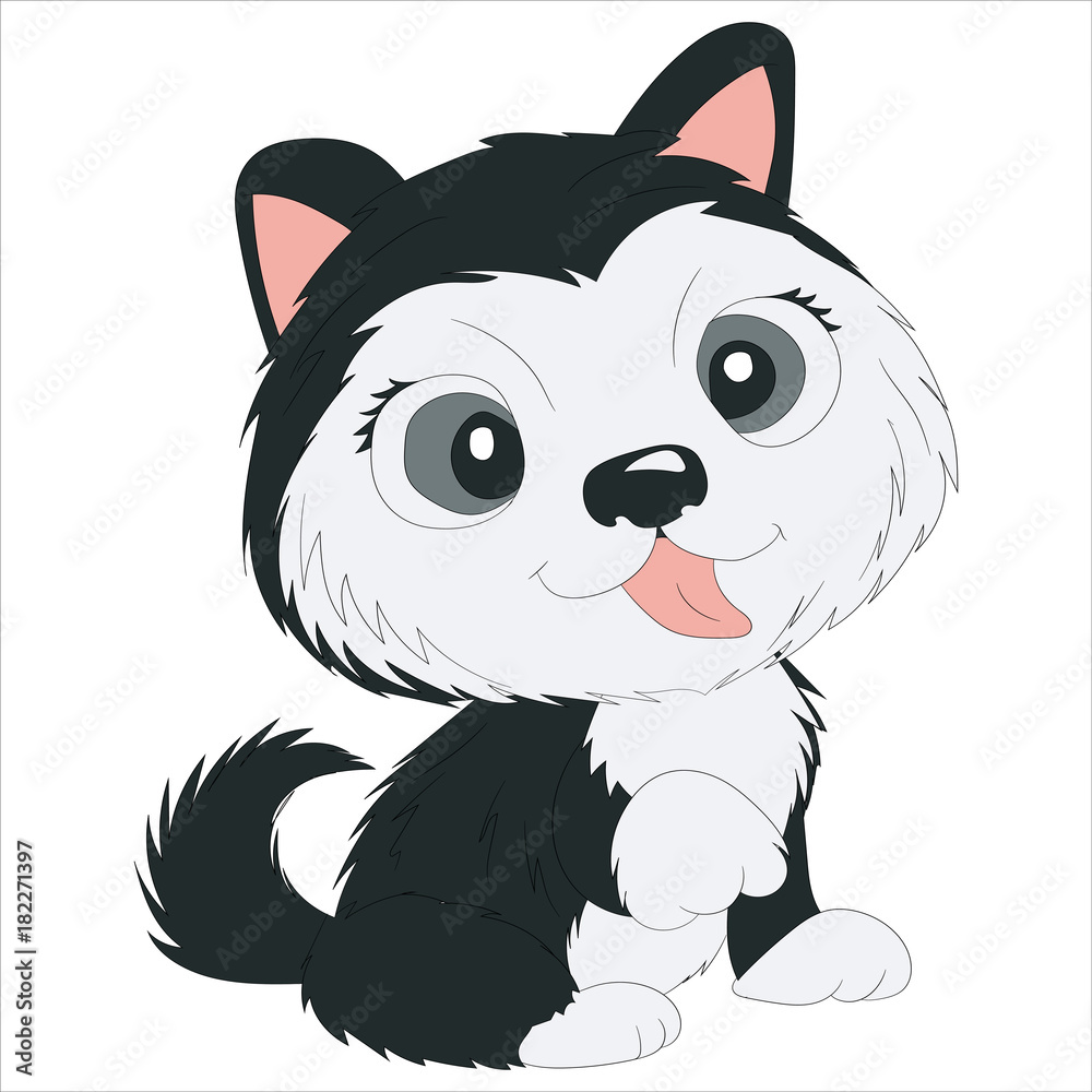 Obraz premium husky puppy. Cartoon cute husky dog