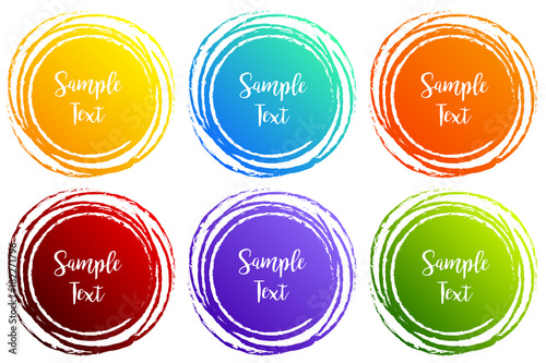 Label designs with round shapes in different colors