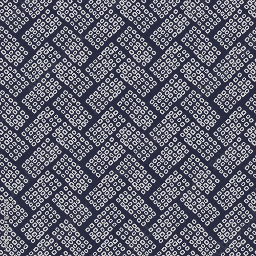 Japanese Shibori ornament. Asian seamless pattern. Weaving motif. Dark background. Classic japanese dyeing technique. Plain backdrop for decoration, wallpaper or web page background.