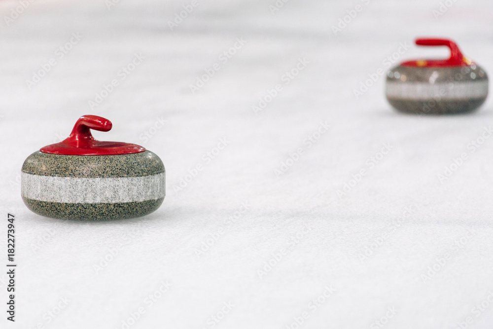 Two Granite stones for curling game. Sport equipment