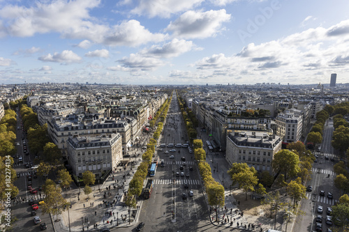 Looking down an avenue in Paris