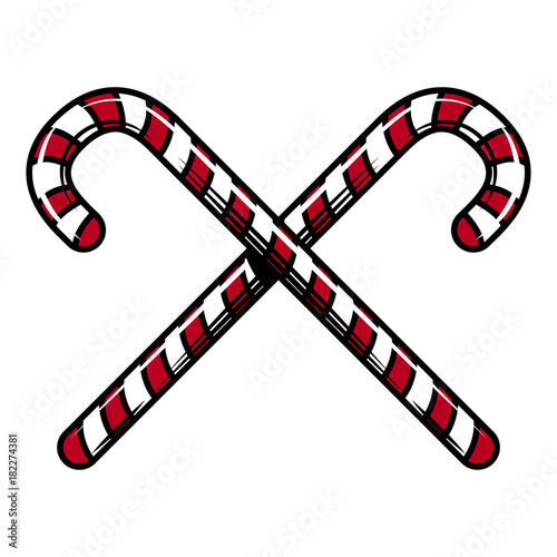 Crossed christmas candies. Design element for poster, card. Vector illustration