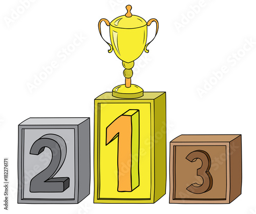 Champion Gold Cup, Winner medal podium, first place, second place and third place, gold medal, silver medal and bronze medal