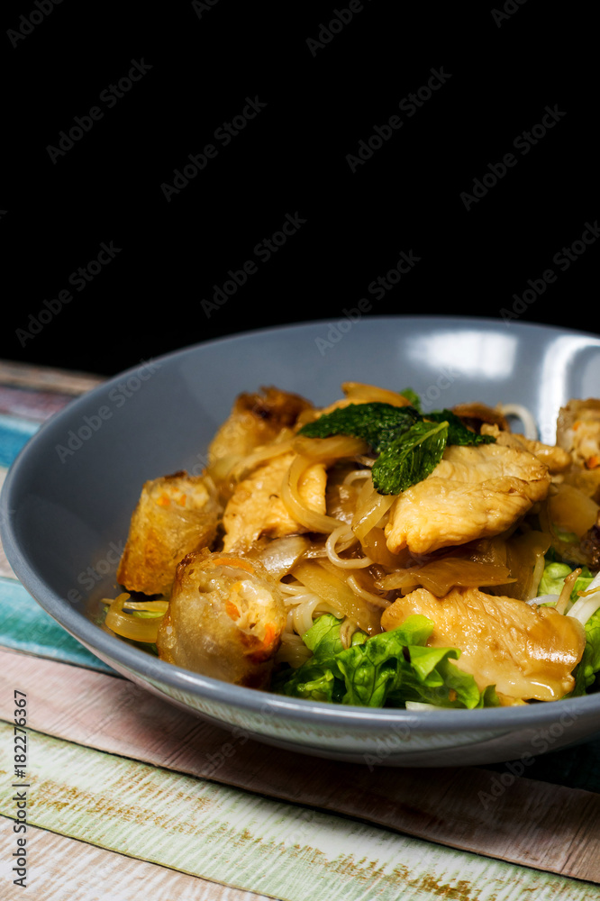 Tasty Vietnamese food  Bo bun rice vermicelli