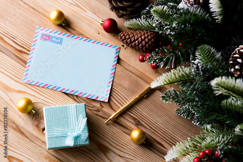 Blank message paper in christmas festive concept