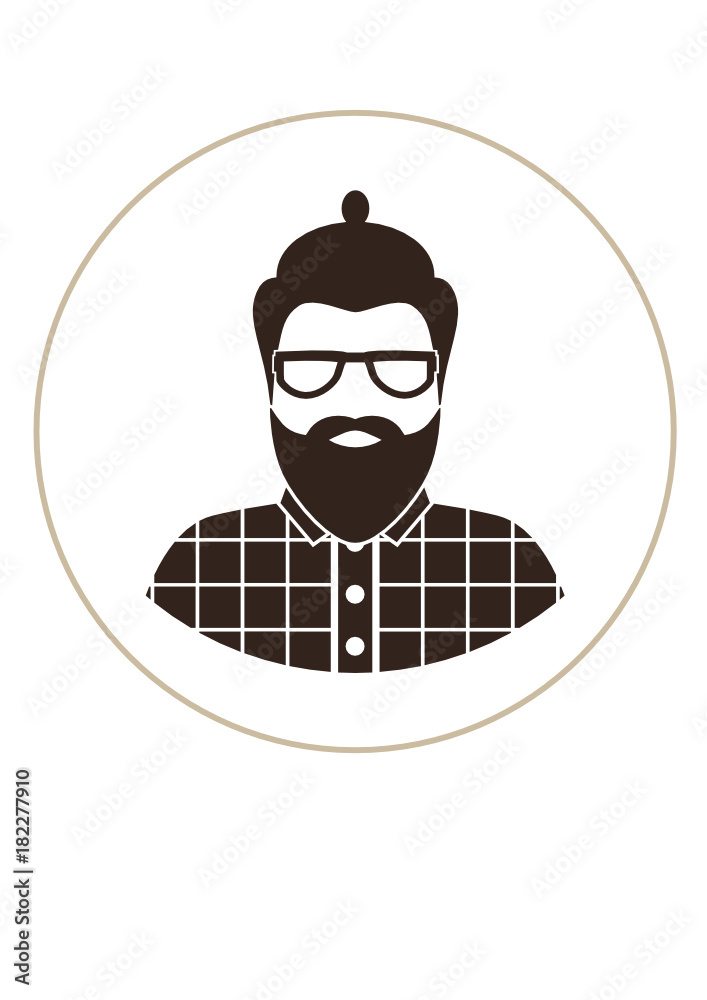 Hipster man silhouette, flat icon - a man with glasses, mustache and beard, wearing an in a plaid shirt. Template for card, poster, banner, web-design, infographics elements. Hipster man silhouette, flat icon - a man with glasses, mustache and beard, wearing an in a plaid shirt. Template for card, poster, banner, web-design, infographics elements.