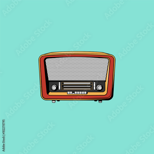 Vintage radio vector illustration pop art style