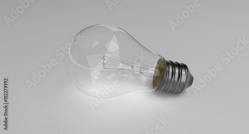 3D rendering - light bulb isolated on grey background.