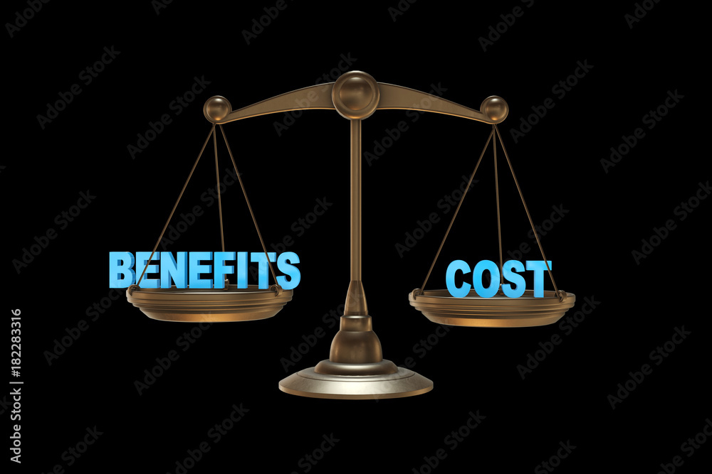 Scales in benefits and cost concept- 3d rendering Scales in benefits and cost concept- 3d rendering