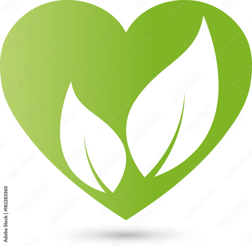 Herz und Blätter, Natur, Vegan, Logo Herz und Blätter, Natur, Vegan, Logo