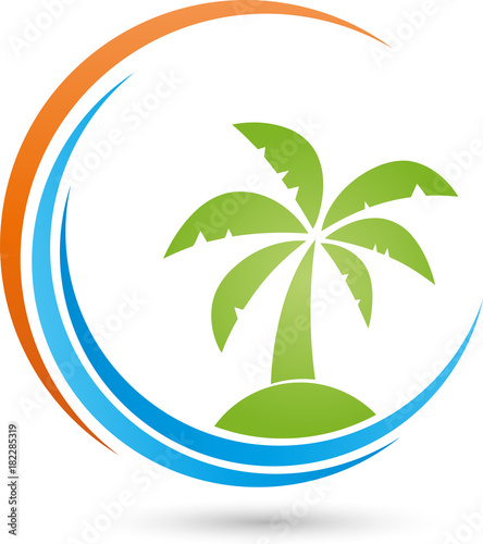 Insel, Sonne, Palme, Tropical island, Reisen, Logo