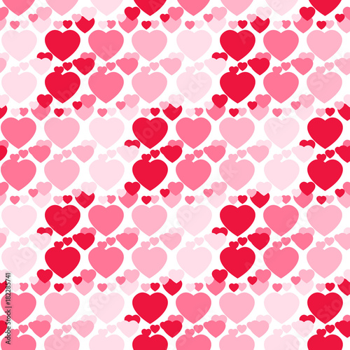 Red hearts seamless pattern. Vector illustration photo