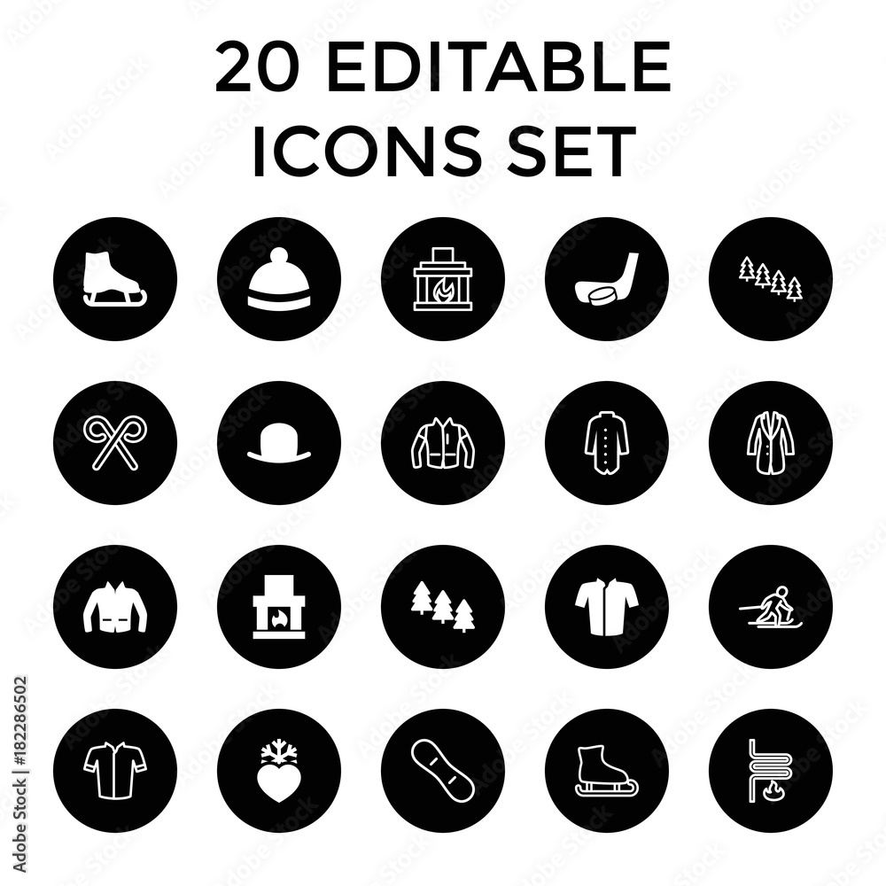 Set of 20 winter filled and outline icons Set of 20 winter filled and outline icons
