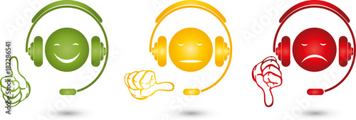 Männchen, Gesicht und Headset, Hand, Bewertung