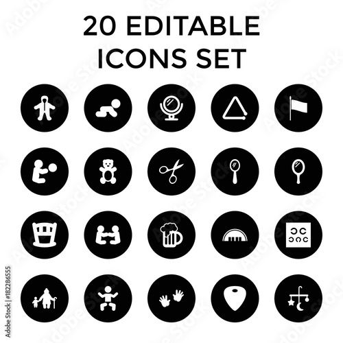 Set of 20 small filled icons