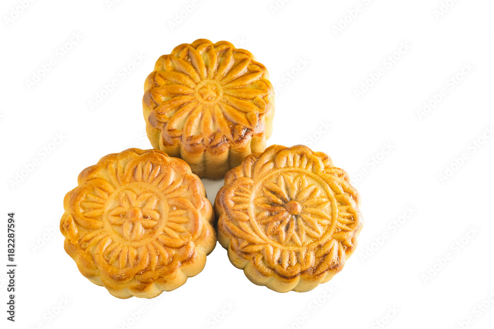 moon cake on white background - food for chinese mid autumn festival moon cake on white background - food for chinese mid autumn festival